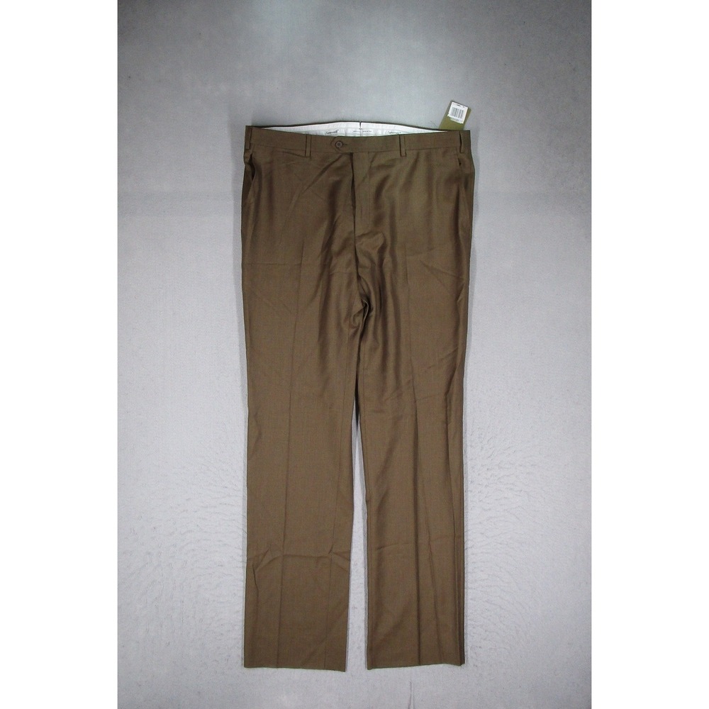 Santorelli Luxury Serge Romeo Mens 42 Tobacco Brown Virgin Wool Dress Pants NWT